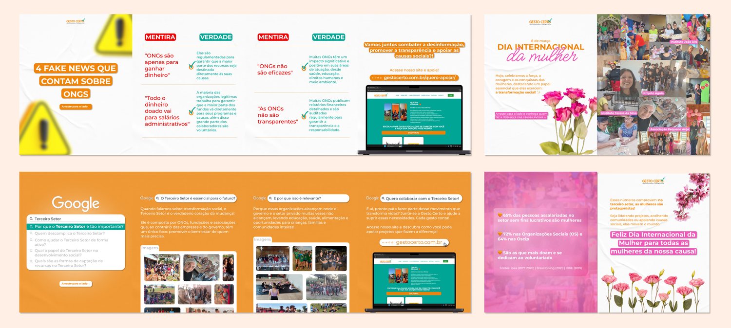 Carrosséis educativos sobre fake news em ONGs e Dia Internacional da Mulher